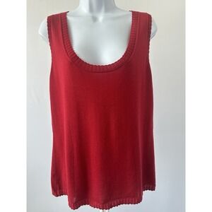 ESCADA Red Knit Silk Wool Blend Tank Top, Quiet Luxury, Sz: 42 (B38)